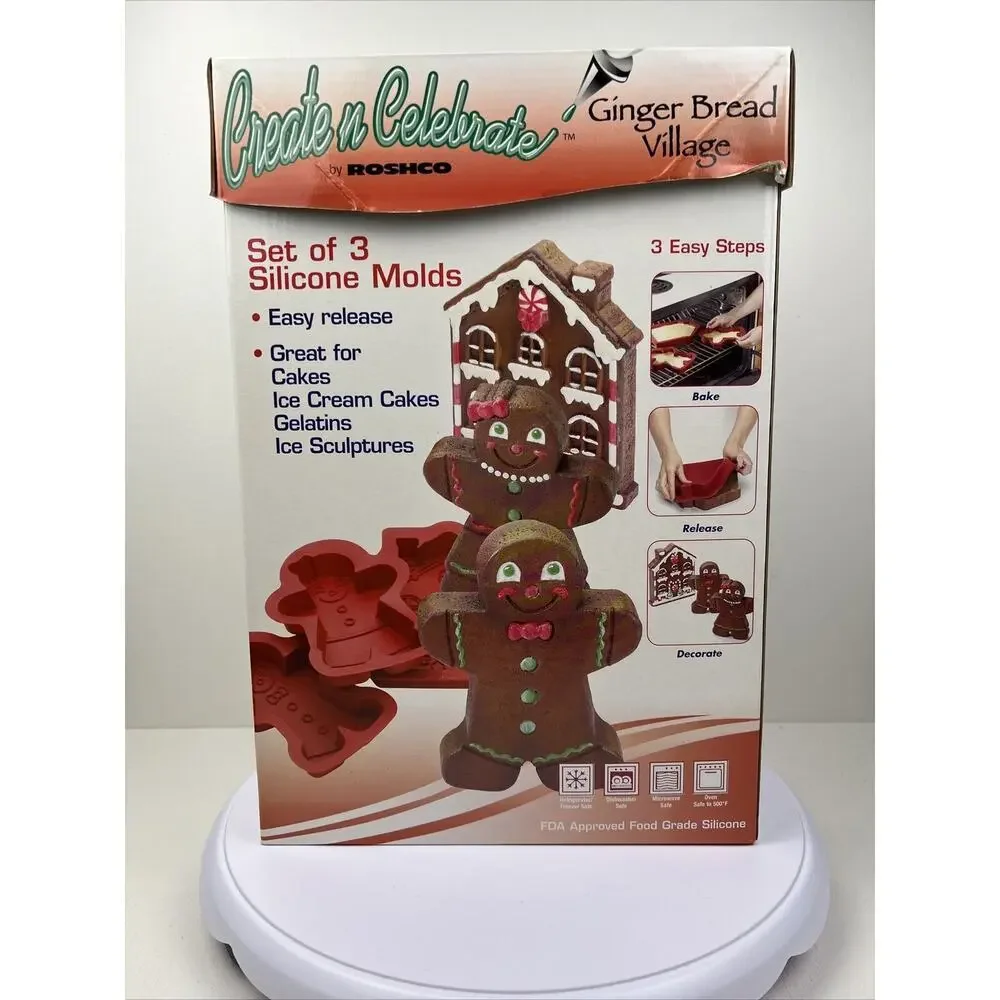 Create N Celebrate by Roshco - Gingerbread Village 3-piece Silicone Baking‎ Set